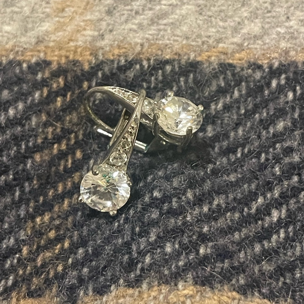 Silver and CZ leaver back earrings